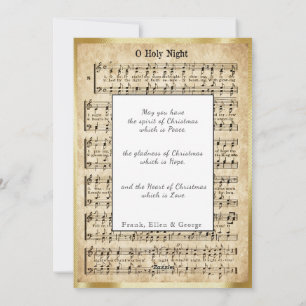 Kerstmis, O Heilige Nacht Vintage Bladmuziek Feestdagenkaart