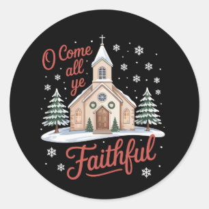 Kerstmis O komt allen getrouwen religieuze christe Ronde Sticker
