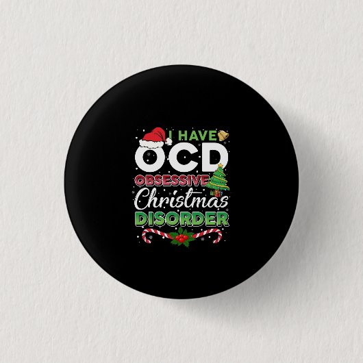 Kerstmis OCD Obsessief-kerstziekte Funny Ronde Button 3,2 Cm (Voorkant)