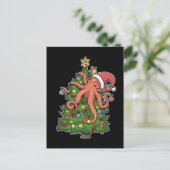 Kerstmis - Octopus Kraken Squid Gift kerstboom Briefkaart (Staand voorkant)