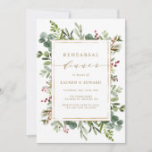 Kerstmis Oefendiner met Botanische Groene Decor Kaart (Voorkant)