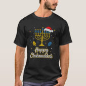 Kerstmis Oegly Hanukkah Sweater Menorah Happy Chri T-shirt (Voorkant)