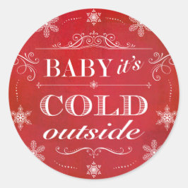 Kerstmis of Apres-Ski Rode en witte sneeuwvlokken Vierkante Sticker