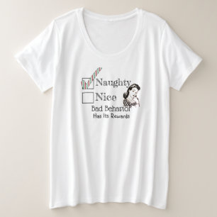 Kerstmis of mooi glitter-lijstje Retro Girl Grote Maat T-shirt