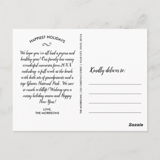 Kerstmis of Nieuwjaar Happy Holiday Family Foto Briefkaart (Achterkant)