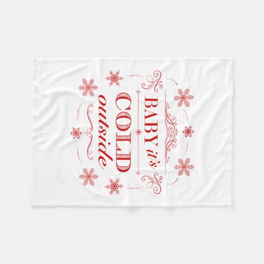 Kerstmis of Winterrood en witte sneeuwvlok Fleece Deken (Voorkant (Horizontaal))