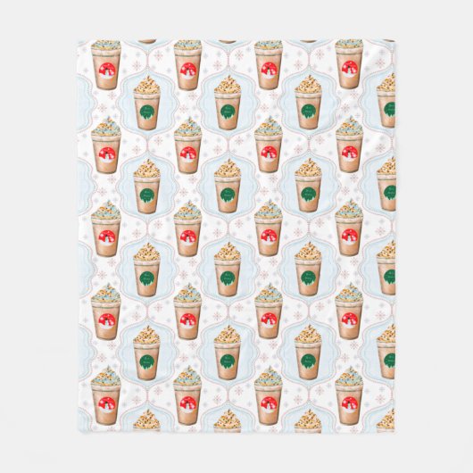 Kerstmis: Ogee Snowflake Patroon Fleece Deken (Voorkant)