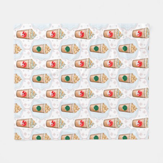 Kerstmis: Ogee Snowflake Patroon Fleece Deken (Voorkant (Horizontaal))