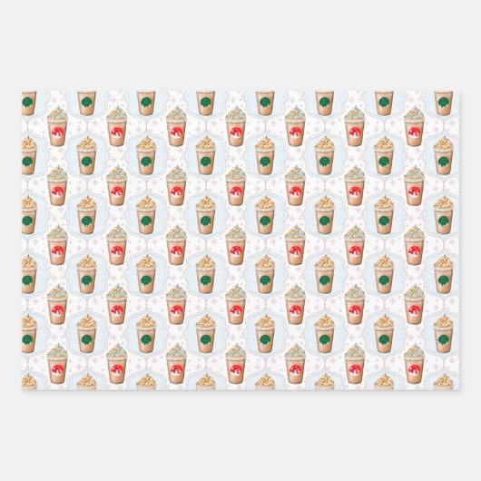 Kerstmis: Ogee Snowflake Patroon Inpakpapier Vel (Voorkant 2)