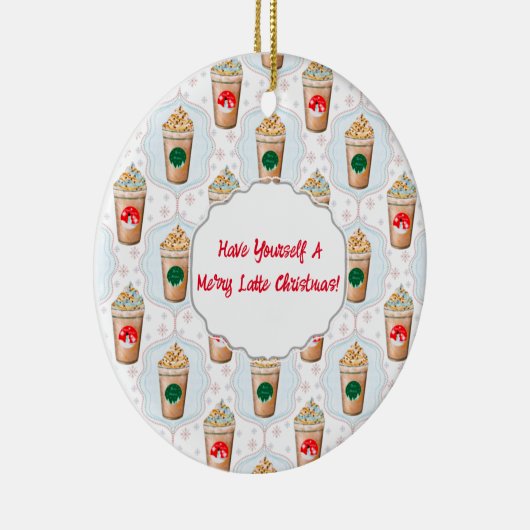 Kerstmis: Ogee Snowflake Patroon Keramisch Ornament (Rechts)