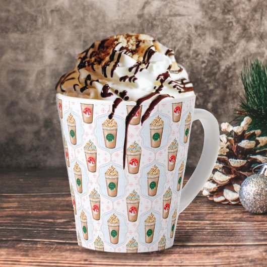 Kerstmis: Ogee Snowflake Patroon Latte Mok
