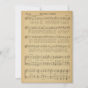 Kerstmis, Oh Heilige Nacht Vintage Bladmuziek, Feestdagenkaart
