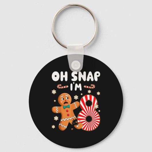 Kerstmis Oh Snap 8 Jaar Oude Gemberkoek Man 8e Ver Sleutelhanger (Voorkant)