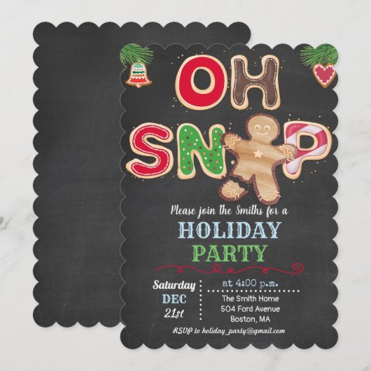 Kerstmis Oh Snap Gemberkoek Koekje Uitnodiging (Voorkant / Achterkant)