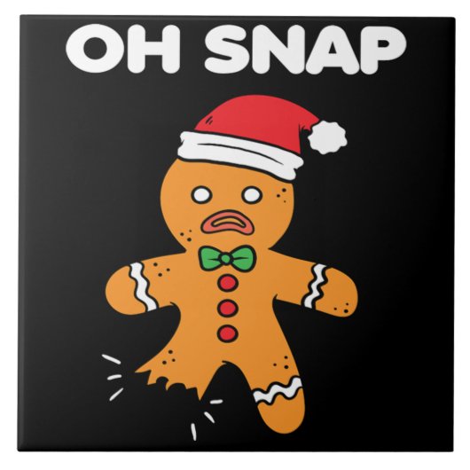 Kerstmis Oh Snap Gingerbrood Funny Xmas Gift Tegeltje (Voorkant)