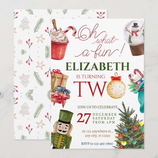 Kerstmis Oh wat leuk 2e verjaardag Kaart (Voorkant / Achterkant)