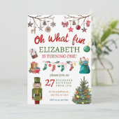 Kerstmis Oh wat leuk eerste verjaardag Kaart (Staand voorkant)