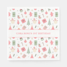 Kerstmis Oh wat leuk eerste verjaardag Servet