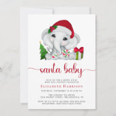 Kerstmis Olifant Santa Baby Meisje Douche Kaart (Voorkant)