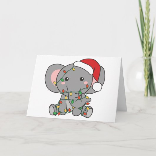 Kerstmis Olifant Winter Dieren Olifanten Feestdage Feestdagen Kaart (Voorkant)