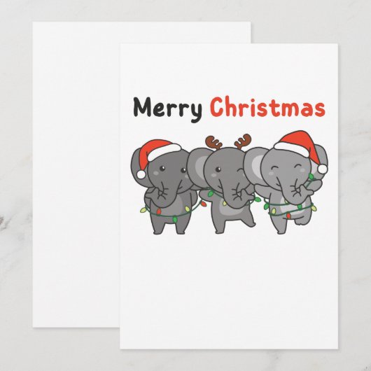 Kerstmis Olifanten Dieren Olifanten Prettig Feestdagenkaart (Voorkant / Achterkant)