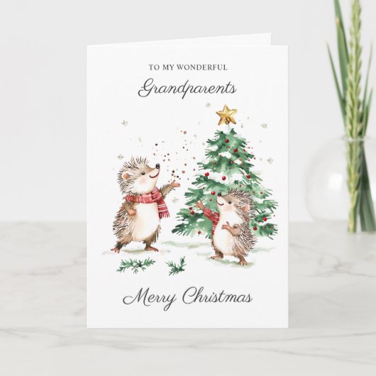Kerstmis Oma en Opa Egels  Kaart (Voorkant)