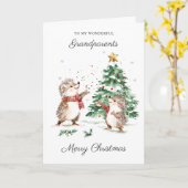 Kerstmis Oma en Opa Egels  Kaart (Gele Bloem)
