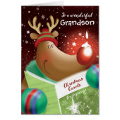 Kerstmis, oma. Snowdrop op Red Nose Deer (Voorkant)