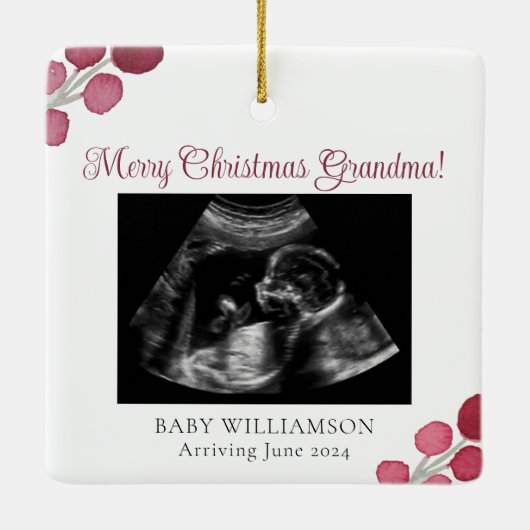 Kerstmis oma zwangerschap echo keramisch ornament (Achterkant)