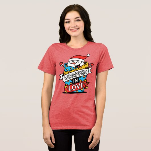Kerstmis omhuld in liefde Tri-Blend shirt (Voorkant volledig)