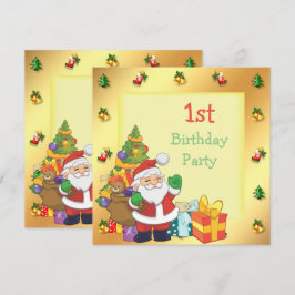 Kerstmis Omlijst Sinterklaas & Cadeaus 1e Verjaard Kaart