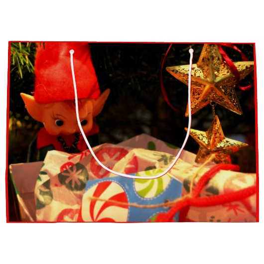 Kerstmis onder de kerstboom Gift Bag Groot Cadeauzakje (Achterkant)