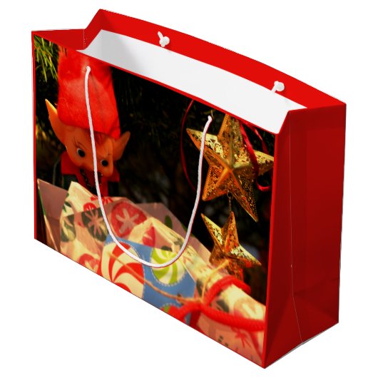 Kerstmis onder de kerstboom Gift Bag Groot Cadeauzakje (Achterkant Gekanteld)