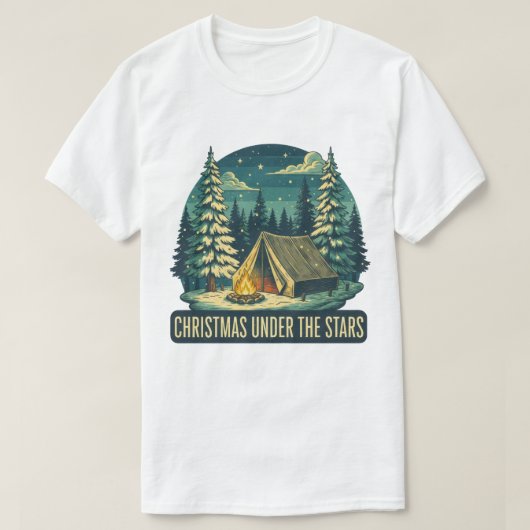 Kerstmis onder de sterren Camping Scene T-shirt (Design voorkant)
