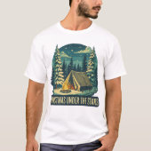 Kerstmis onder de sterren Camping Scene T-shirt (Voorkant)