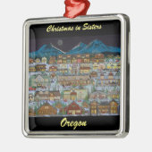 Kerstmis onder het Cascade-gebergte Metalen Ornament (Links)