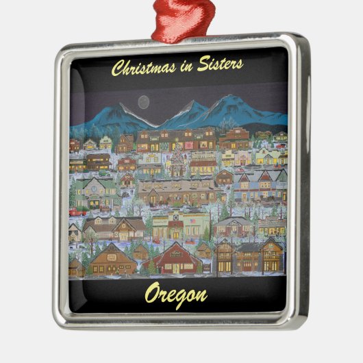 Kerstmis onder het Cascade-gebergte Metalen Ornament (Links)