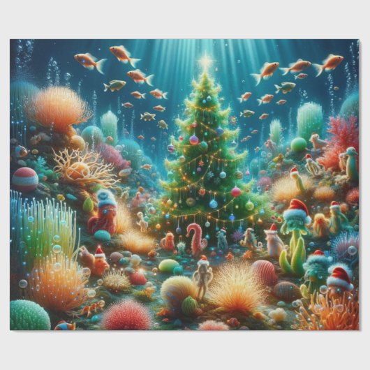 Kerstmis onder het zee cadeaupapier (Vlak)