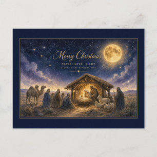 Kerstmis onder volle maan Vrede Liefde Licht Ansic Briefkaart