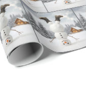 Kerstmis Ondersteboven Sneeuwman Cadeaupapier (Rol Hoek)