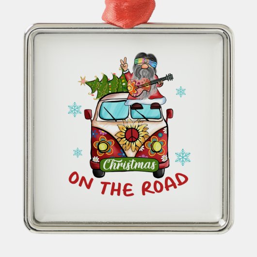 Kerstmis onderweg metalen ornament (Voorkant)