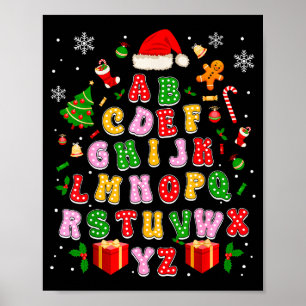 Kerstmis Onderwijzer Alfabet Terug naar School Vak Poster