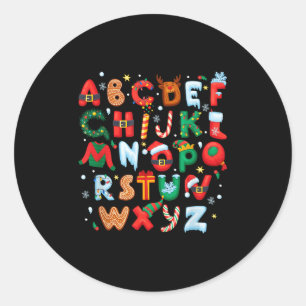Kerstmis Onderwijzer Alfabet Terug naar School Vak Ronde Sticker