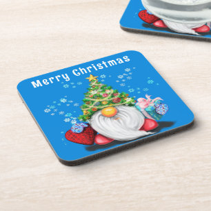 Kerstmis Onderzetter Gnoome met cadeau