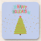 Kerstmis Onderzetter Prettige feestdagen met Boom  (Voorkant)