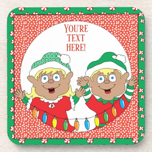 Kerstmis Onderzetters Elf van Kleur Fijne (Voorkant)