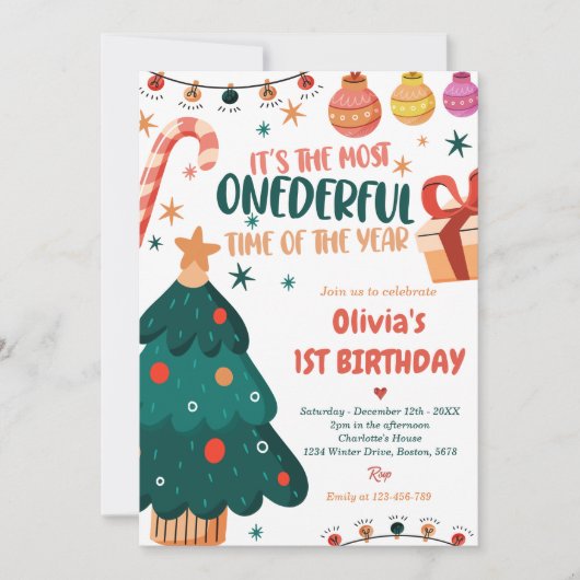 Kerstmis Onederful Verjaardagsfeest Kaart (Voorkant)