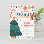 Kerstmis Onederful Verjaardagsfeest Kaart (Staand voorkant)