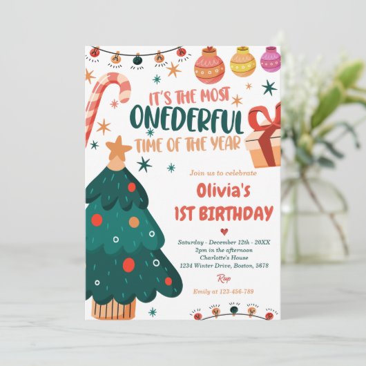 Kerstmis Onederful Verjaardagsfeest Kaart (Staand voorkant)