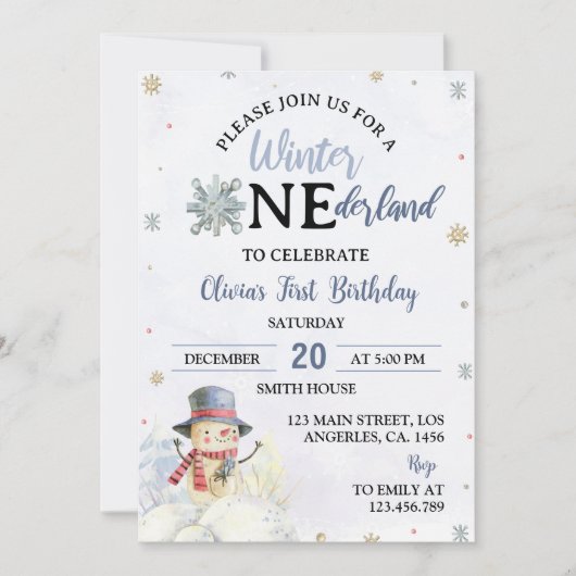 Kerstmis ONEderland Eerste Verjaardag Uitnodiging (Voorkant)